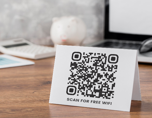 Un codice QR WiFi per l'ufficio generato nel generatore di codici QR WiFi di Fotor