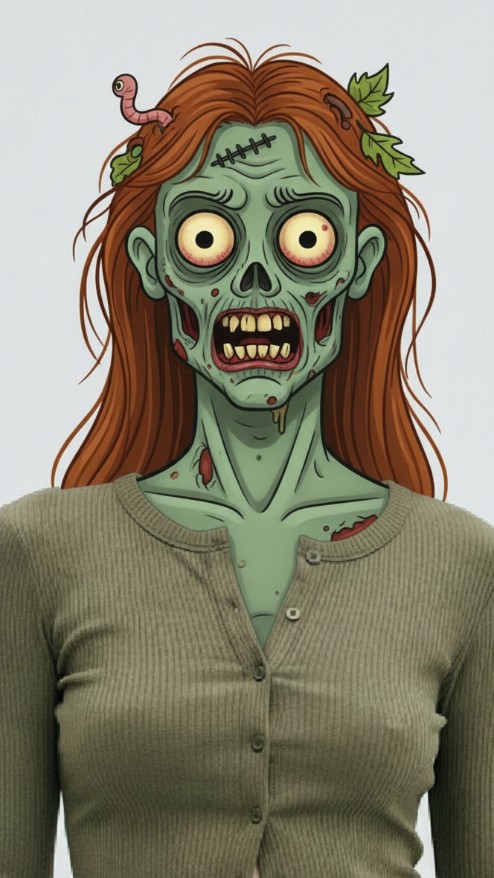 Zombie funny face effect for a woman