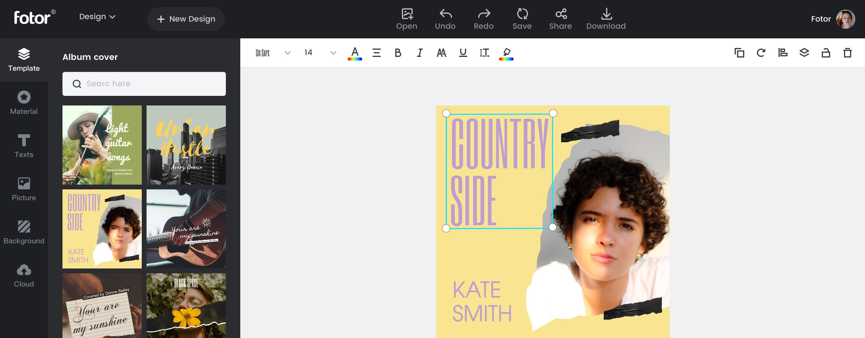Fotor album cover feature guide
