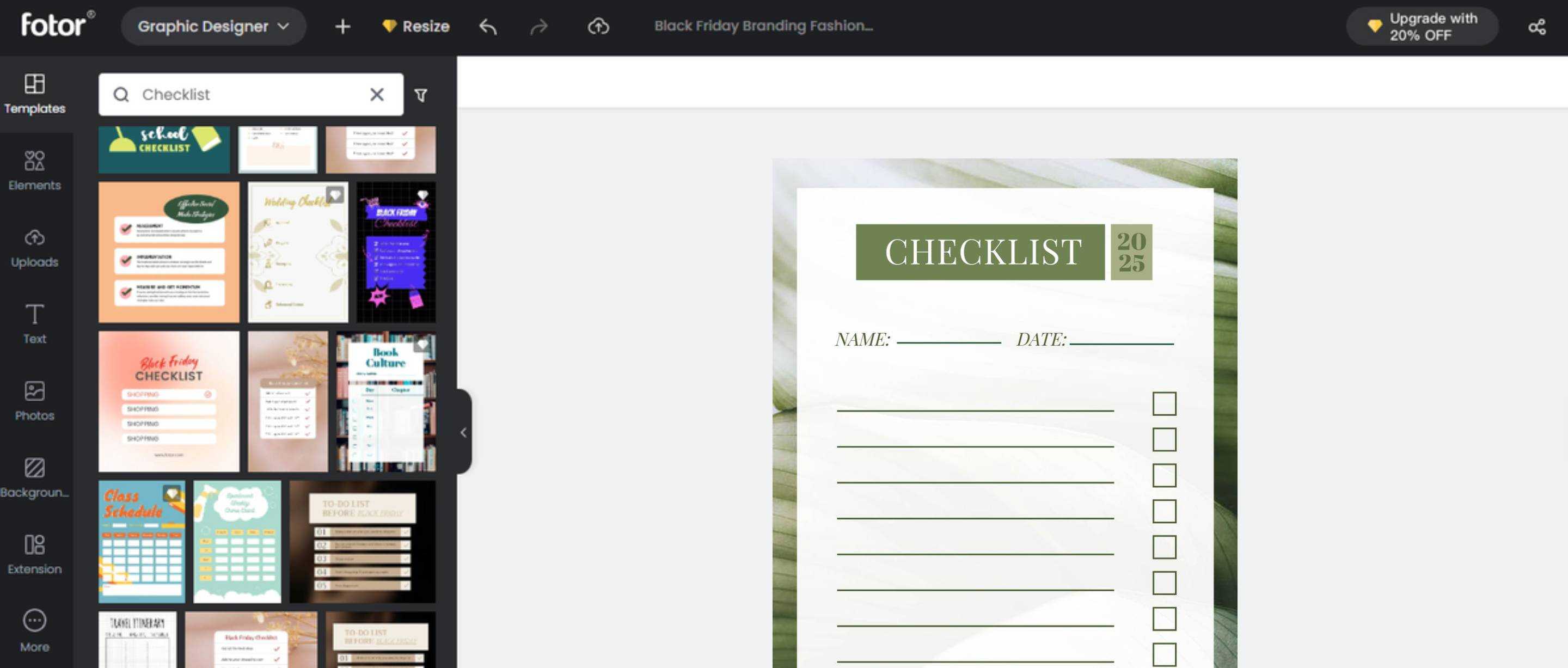 Fotor's free online checklist maker