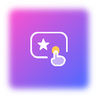 purple gradient colored icon featuring a star and a guesture