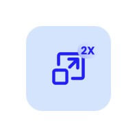 Icono azul de calidad superior