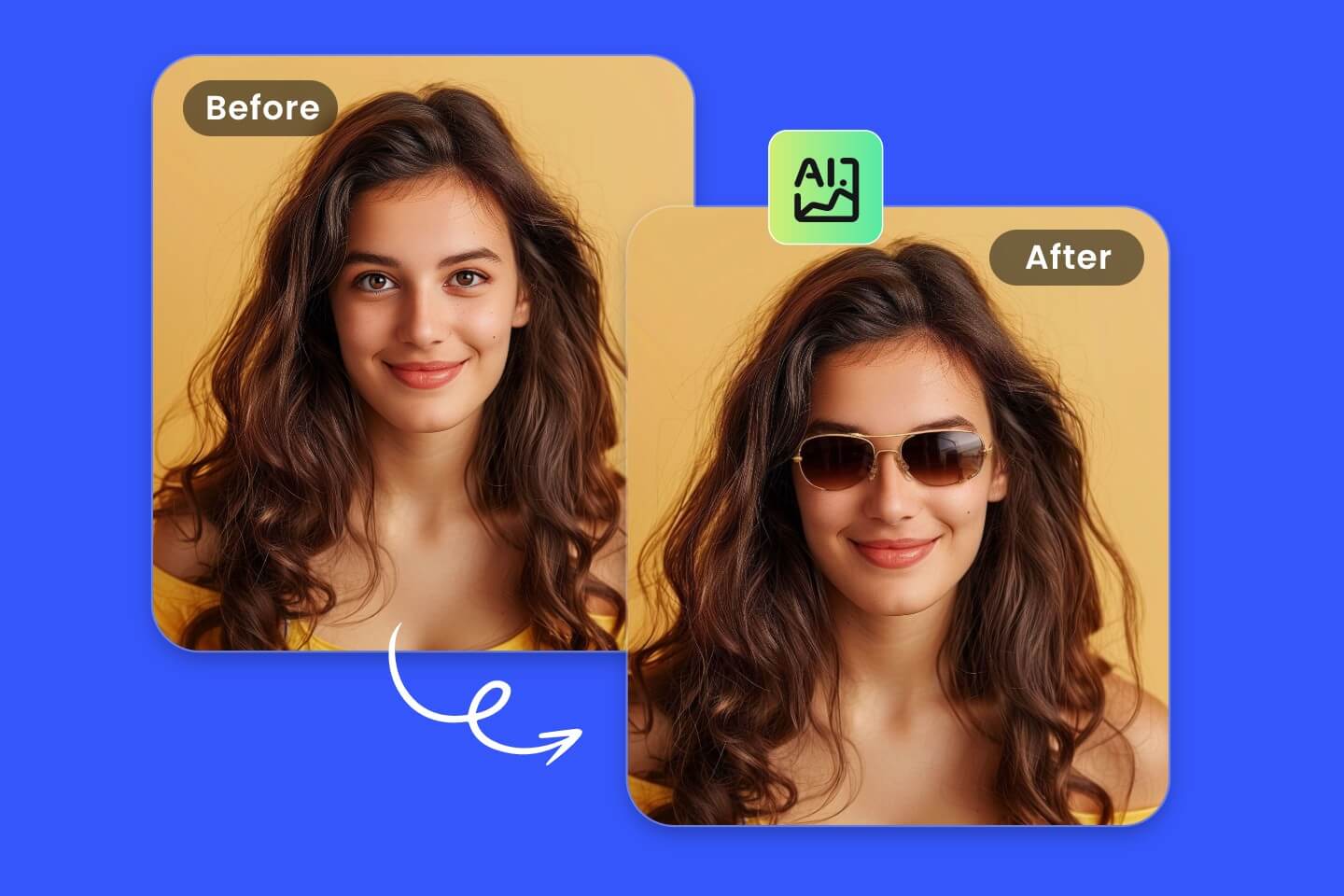 Add glasses to photo with AI online for free using Fotor glasses photo editor
