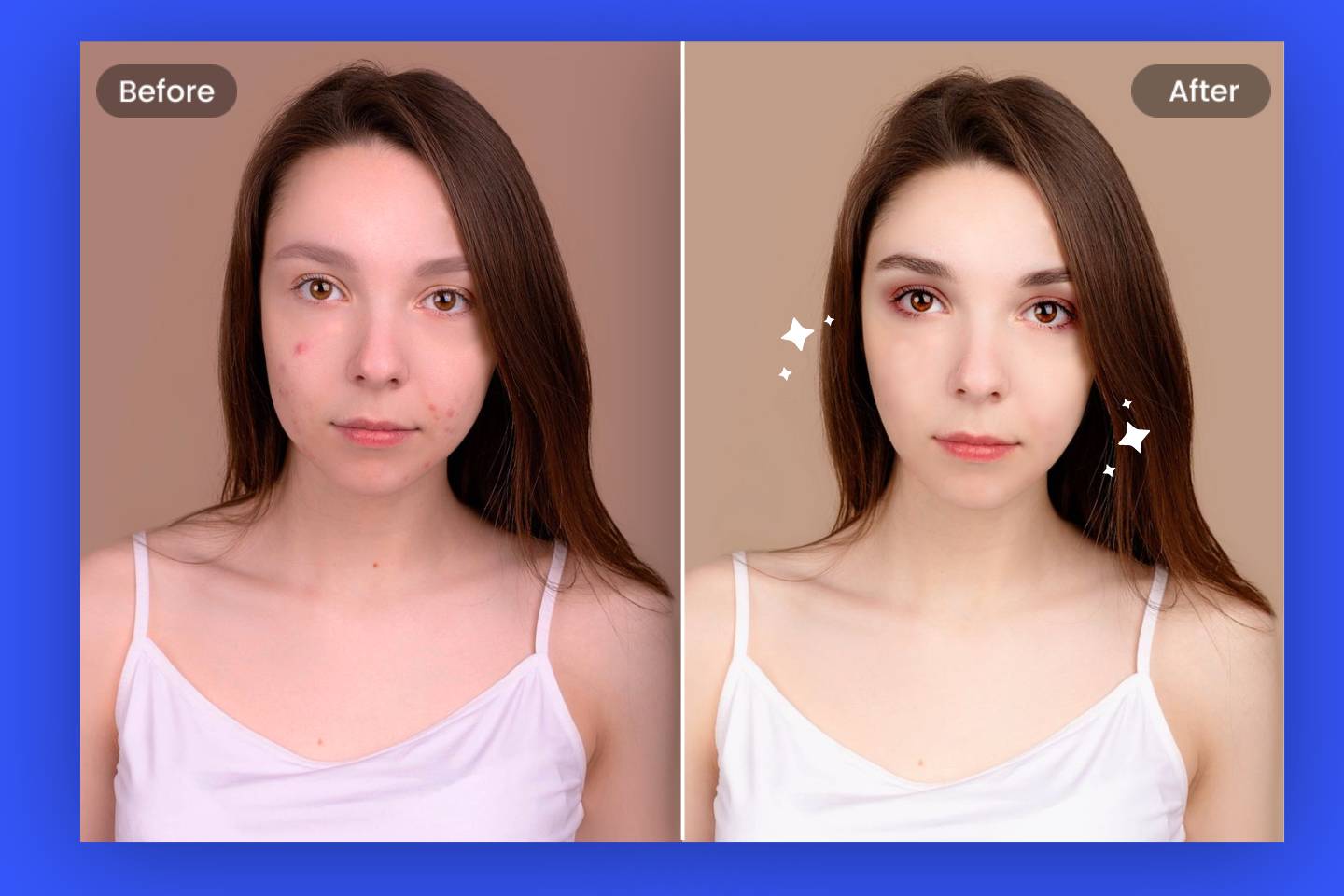 Before and after photo retouching example using Fotor free online retouch photo editor