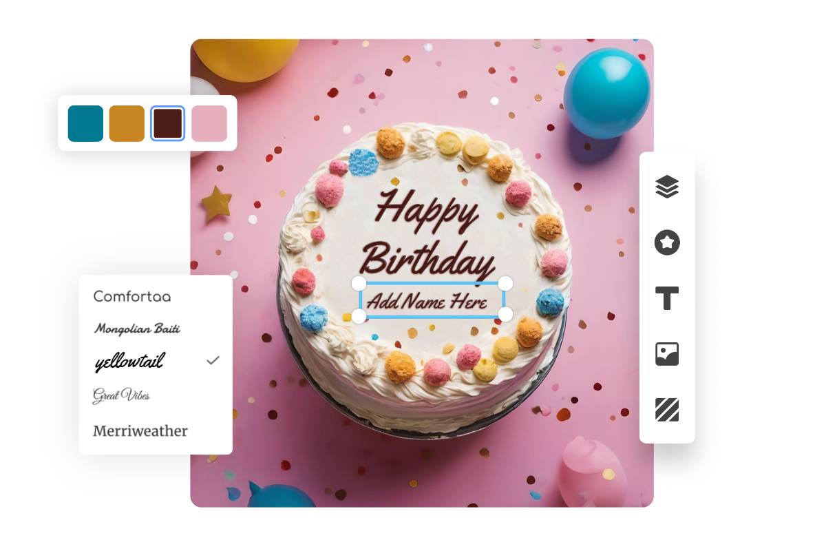 Fast and easy to write name on cake using Fotor birthday cake with name generator