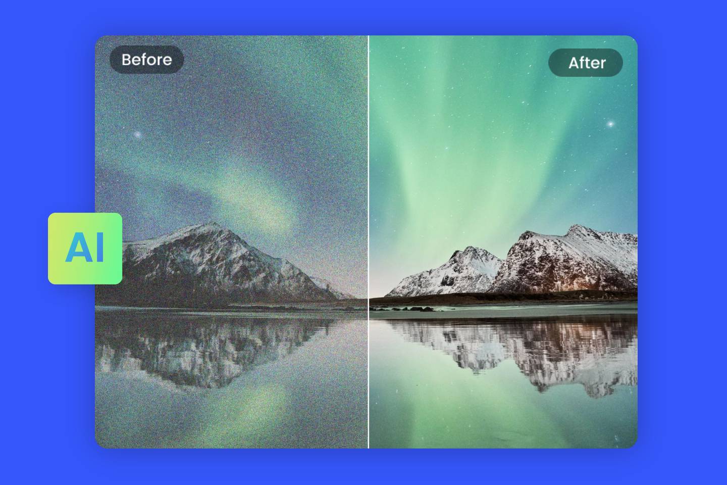 denoise a northern lights photo with fotor ai image denoiser