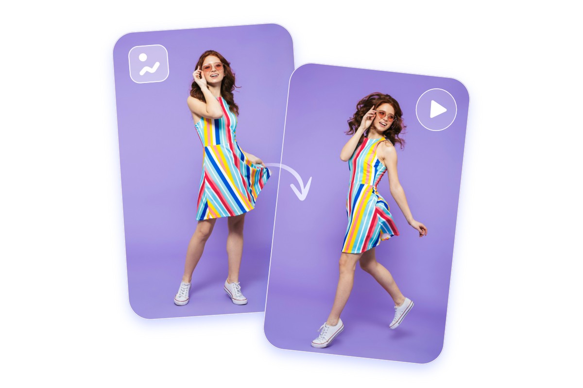 Turn a photo of a colorful striped girl into a dance video with fotor ai dance video generator
