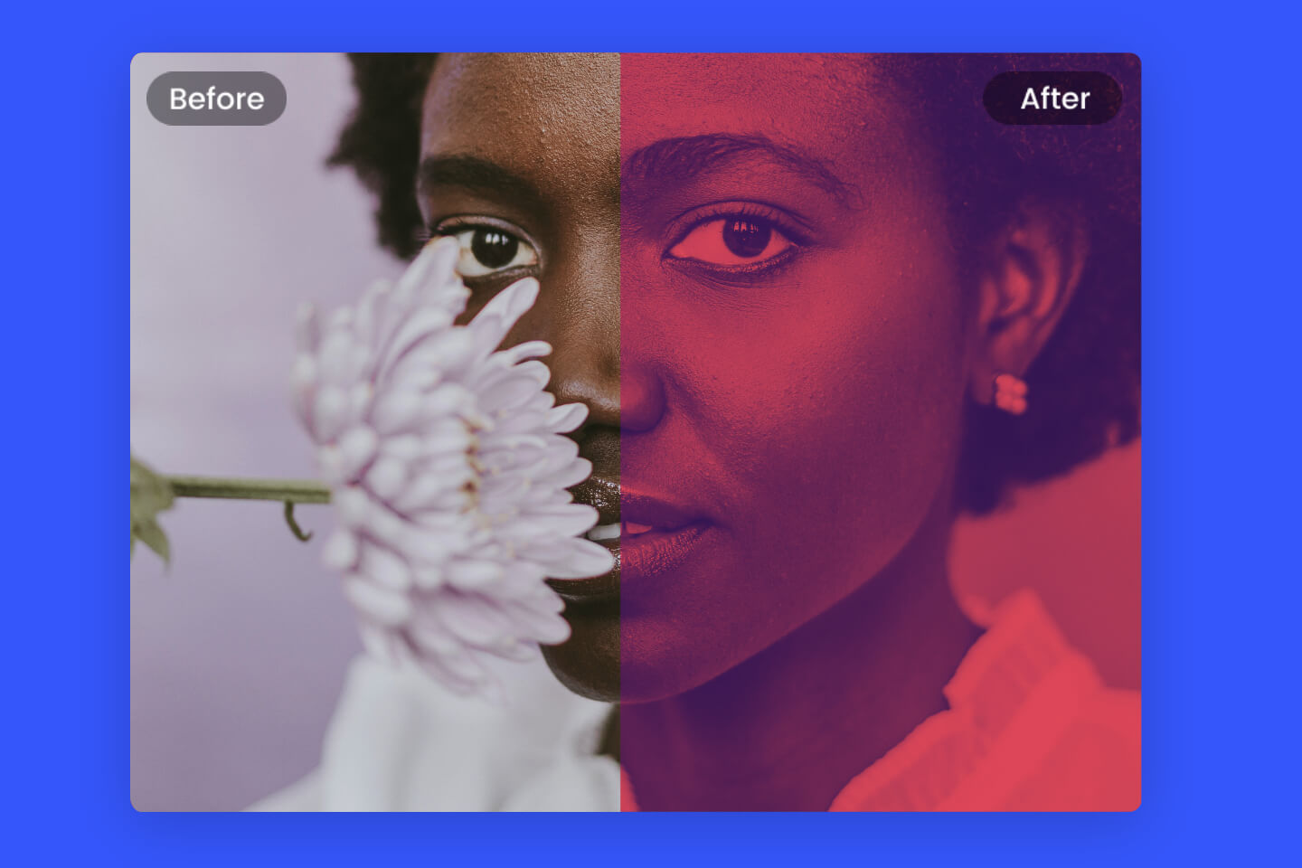 Add a duotone effect to a female photo with Fotor