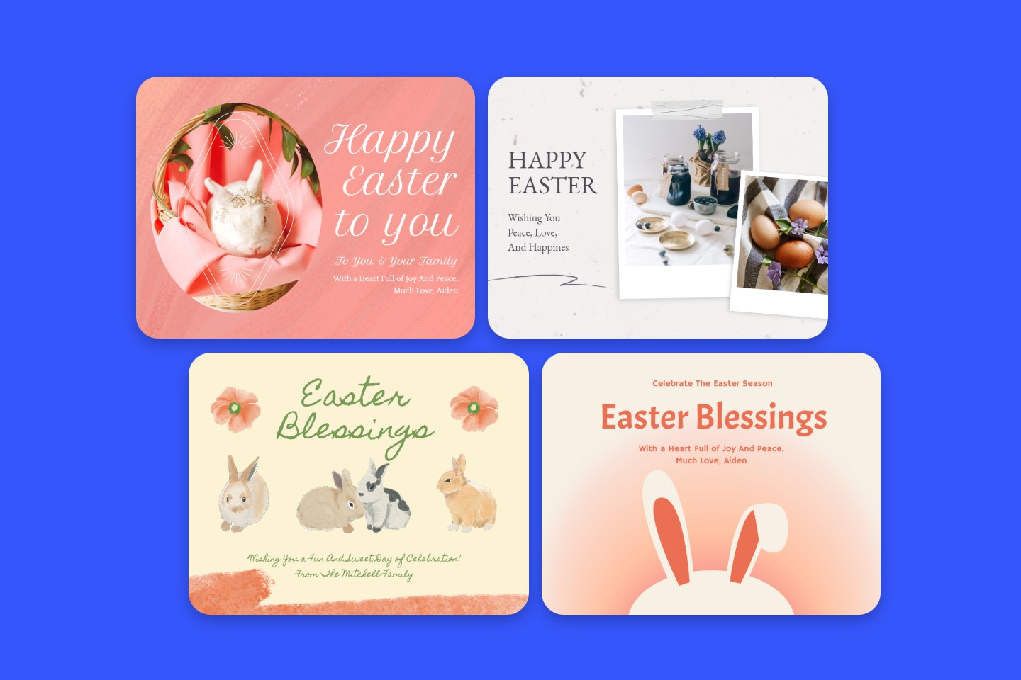 Banner image for fotor easter card maker featuring four easter card templates