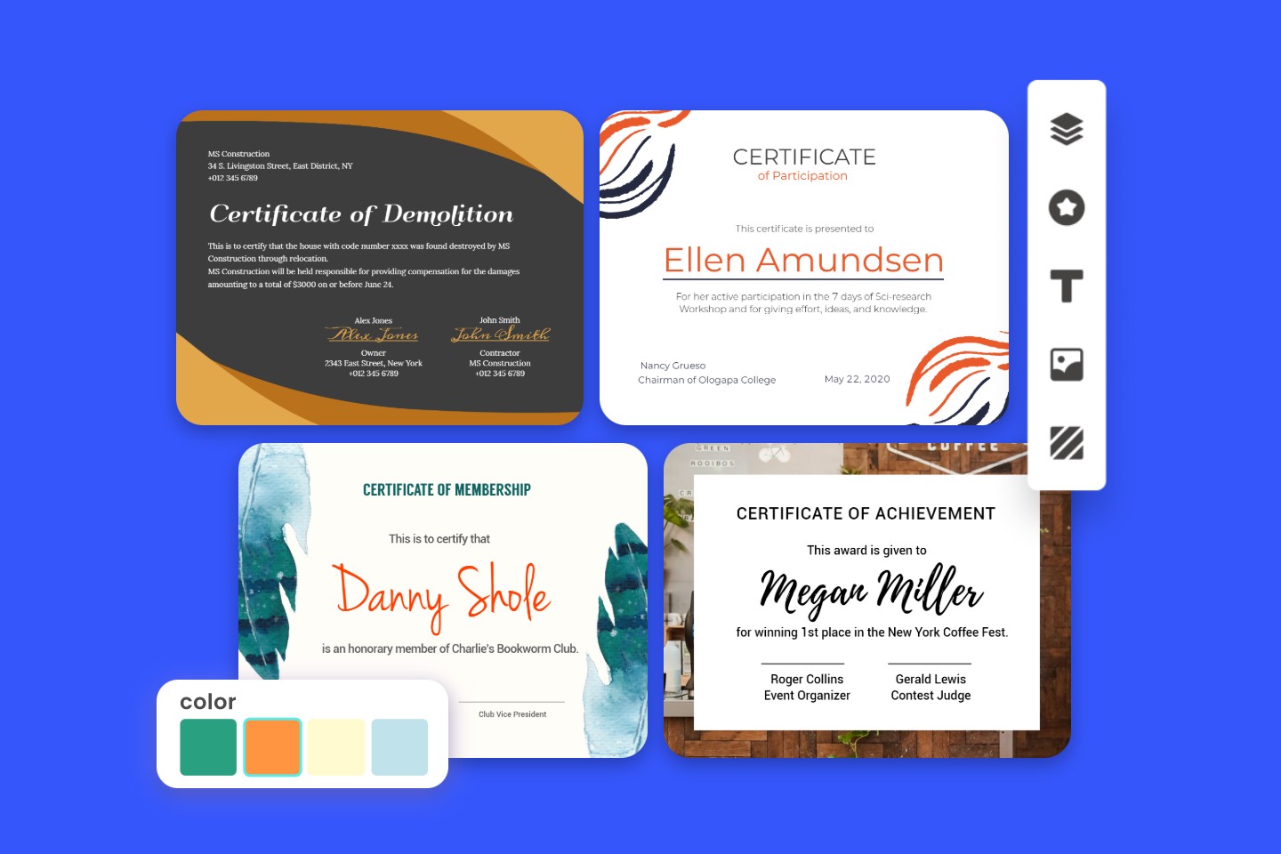 Edit certificate
