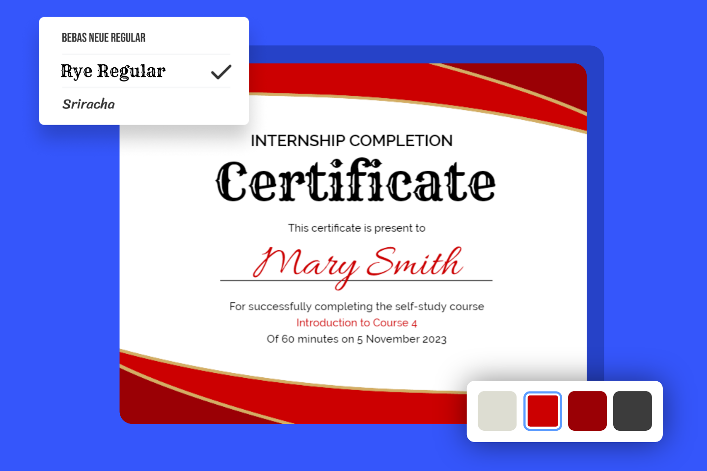 Maka an internship completion certificate in Fotor online certificate maker
