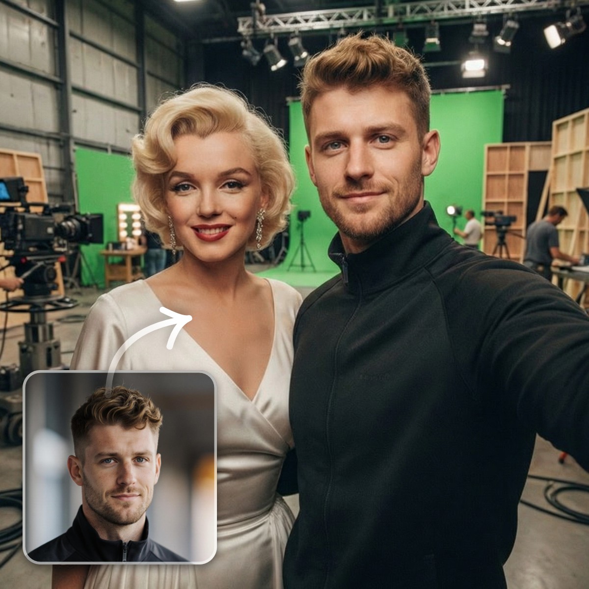 Make an ai selfie with Marilyn Monroe with fotor ai celebrity image generator