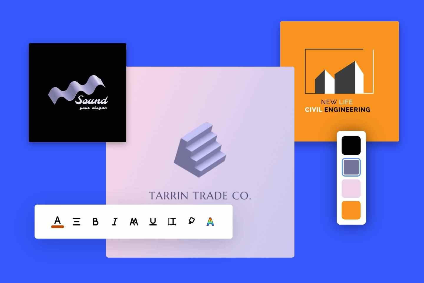 black purple and orange 3d logo templates in various types from fotor