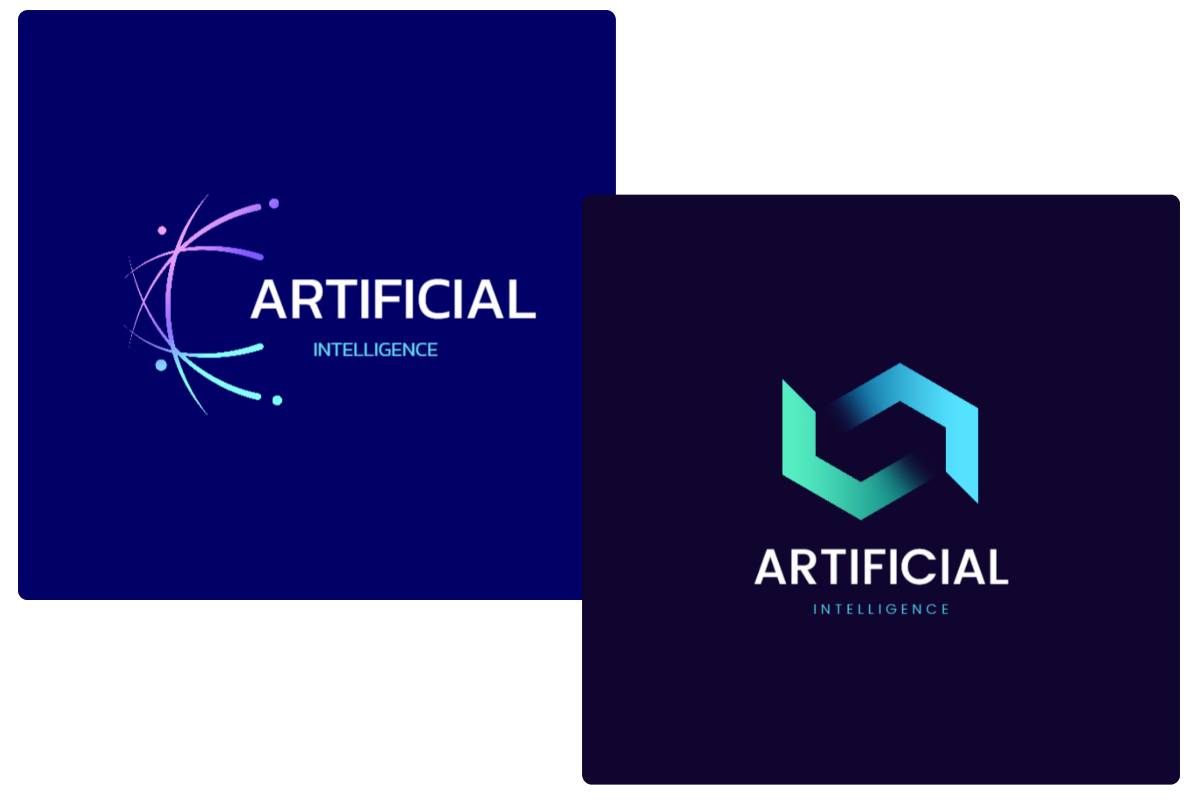 Two artificial intelligence logo generated by fotor ai logo maker