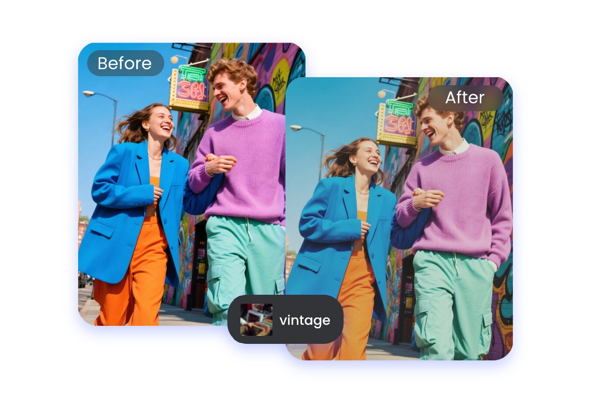 Use fotor to apply vintage filter to image in one click