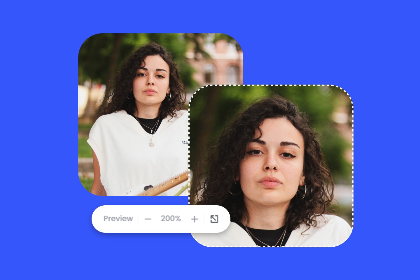 Zoom in a female portrait to 200% with fotor online image zoomer