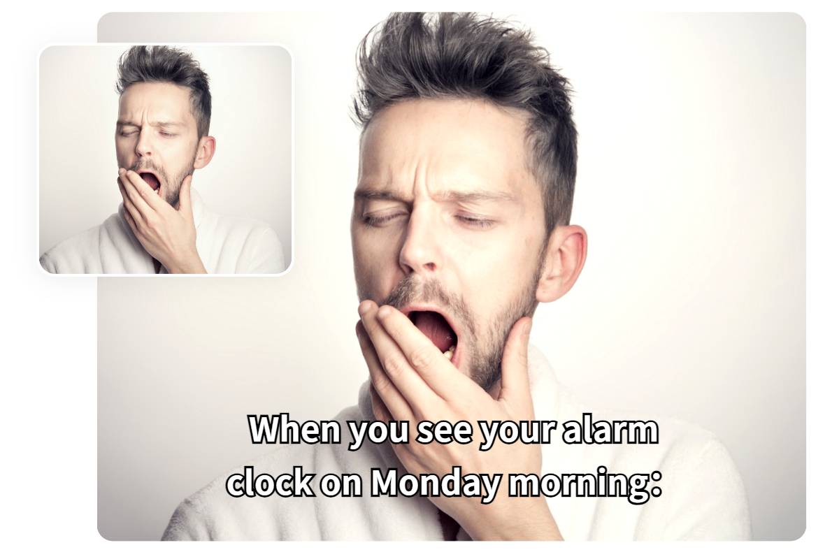 Das Foto des Mannes wurde in ein humorvolles Meme verwandelt