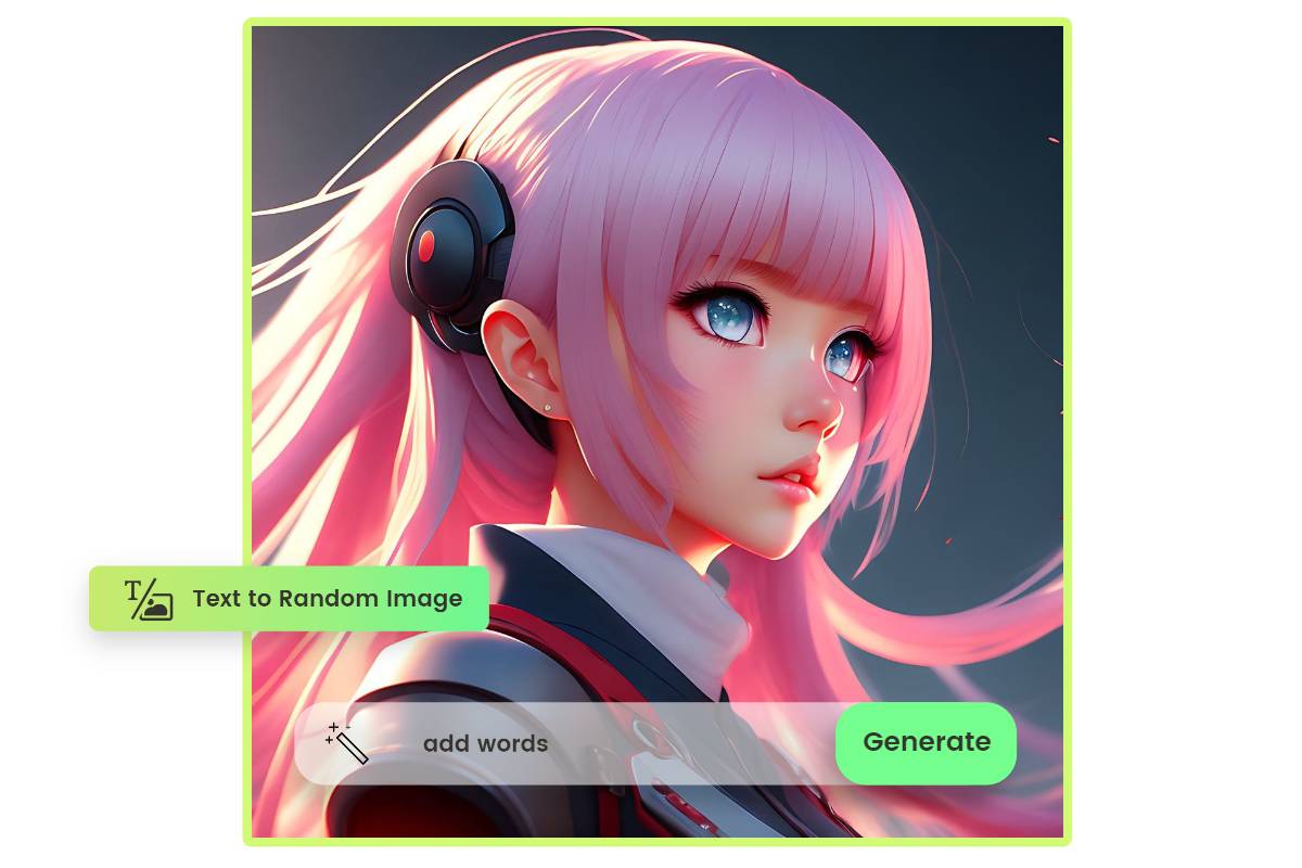 Imagen de chica con pelo rosa 3D con cuadro de generación
