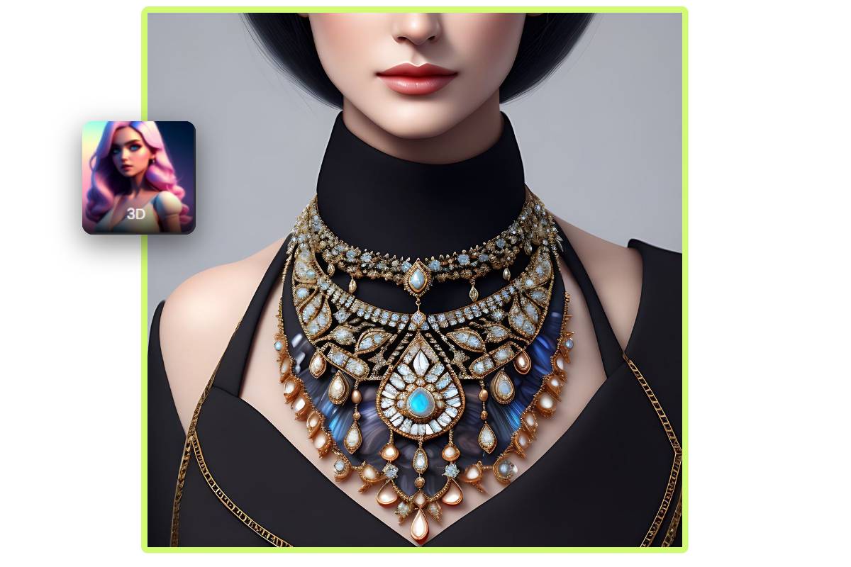 3d necklace design from fotor ai product design generator