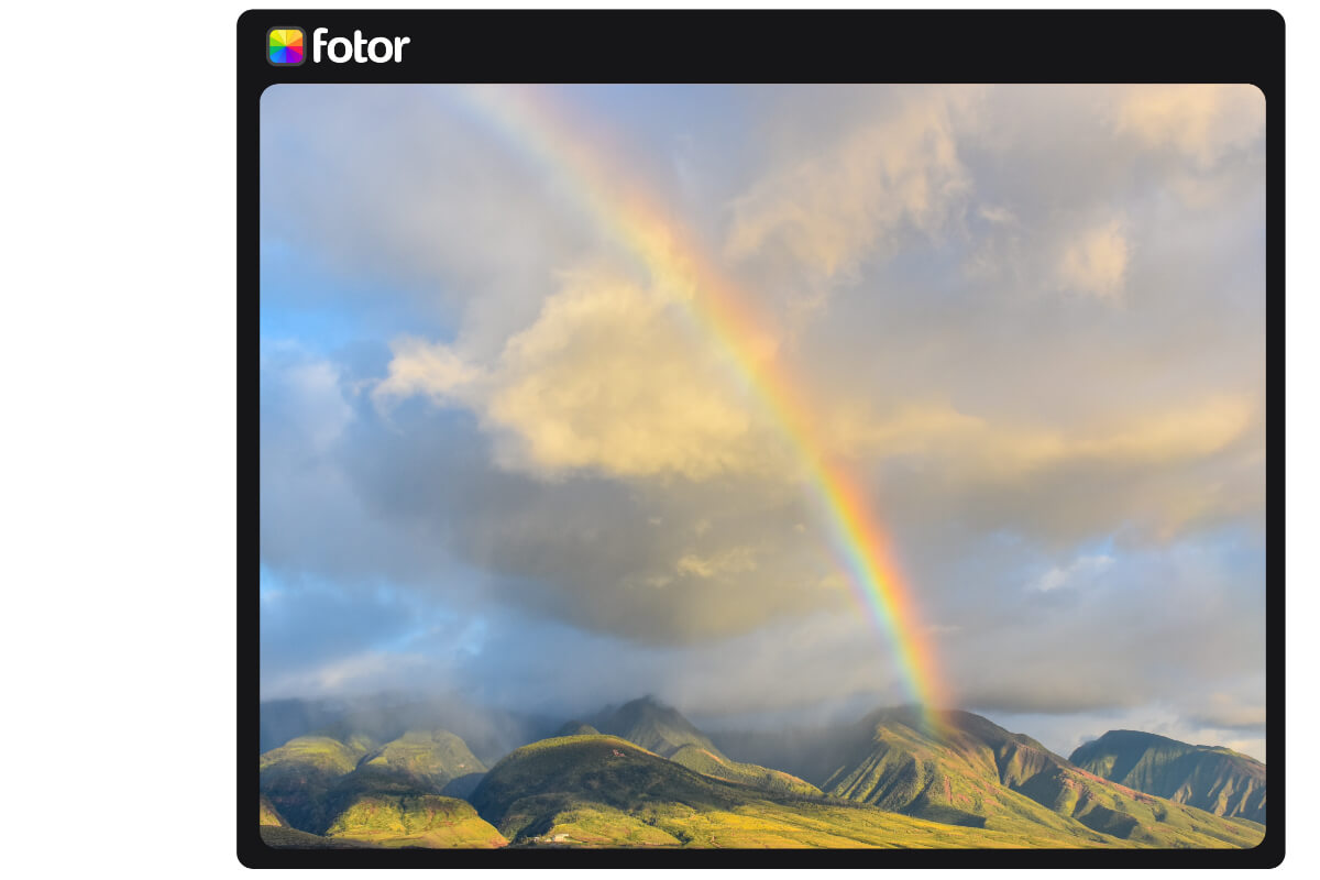 A landscape photo with rainbow effect created by Fotor