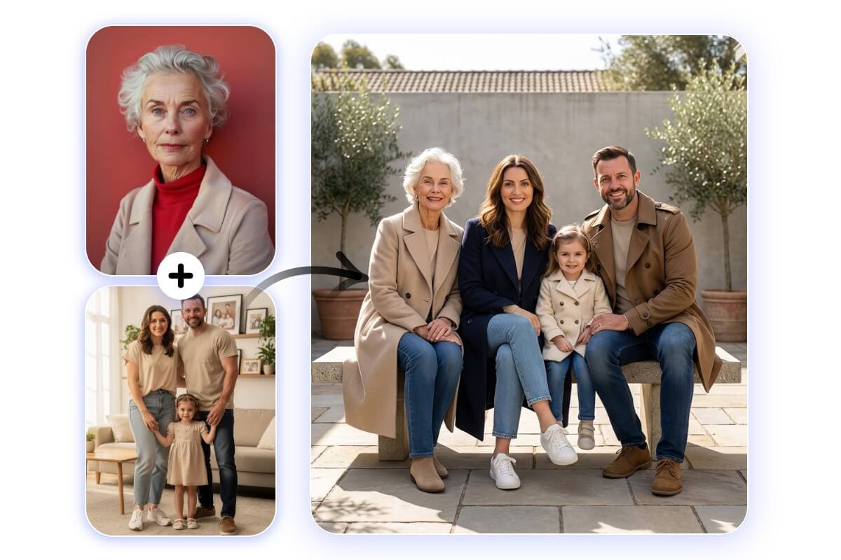 AI added missing family member into a family group photo