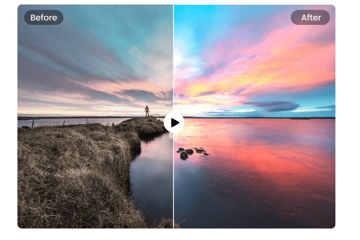 AI automatically adjusts the color effect of the seascape video