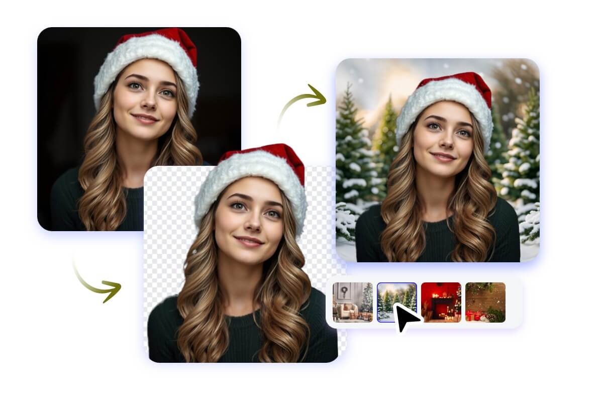 Add Christmas background to photo online free using Fotor