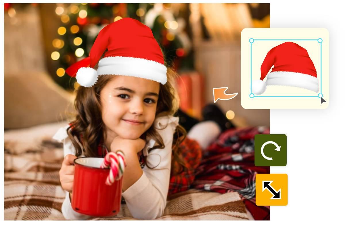 Add Santa hat to photo quickly with Fotor's free online Santa hat editor