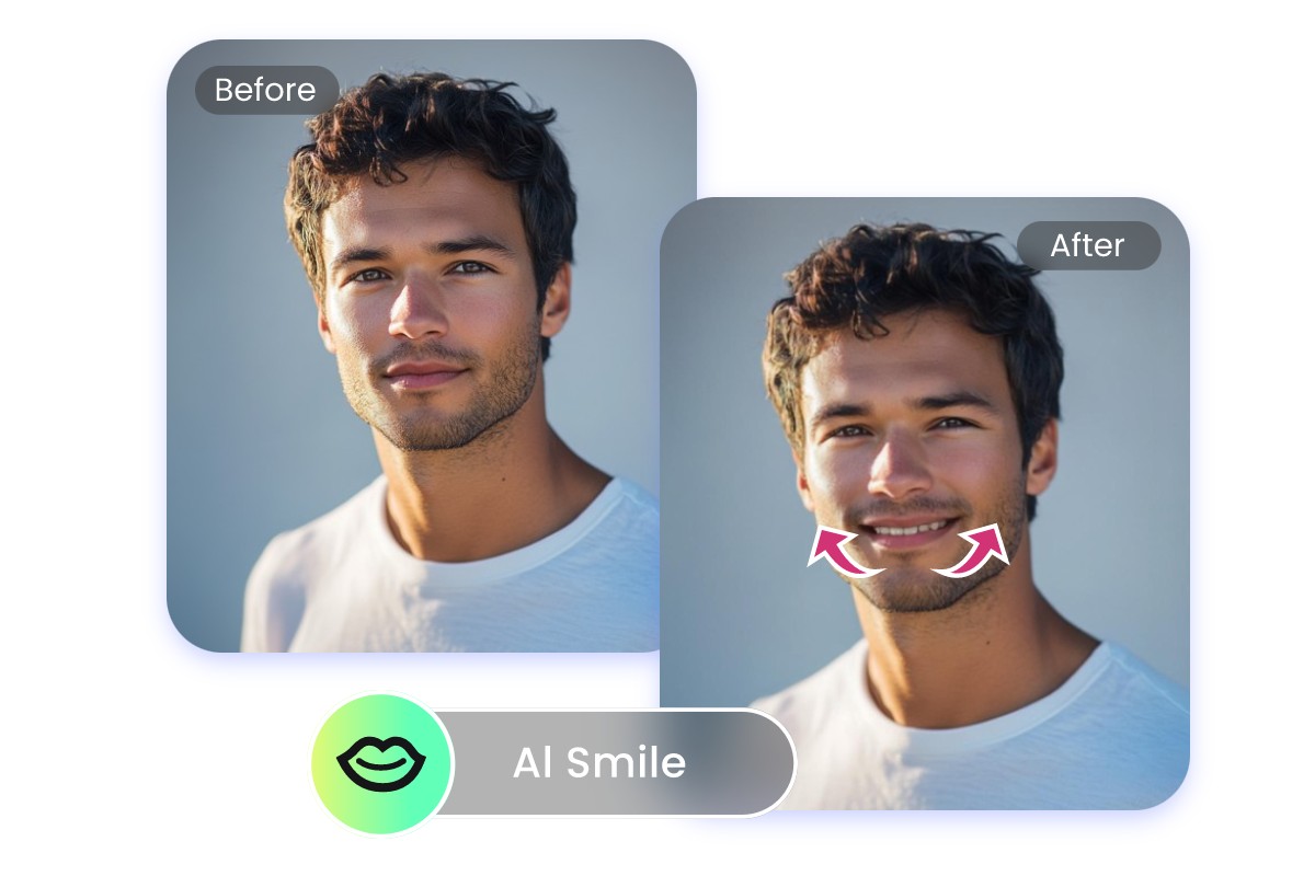 Add smile to photo online for free with Fotor AI smile generator