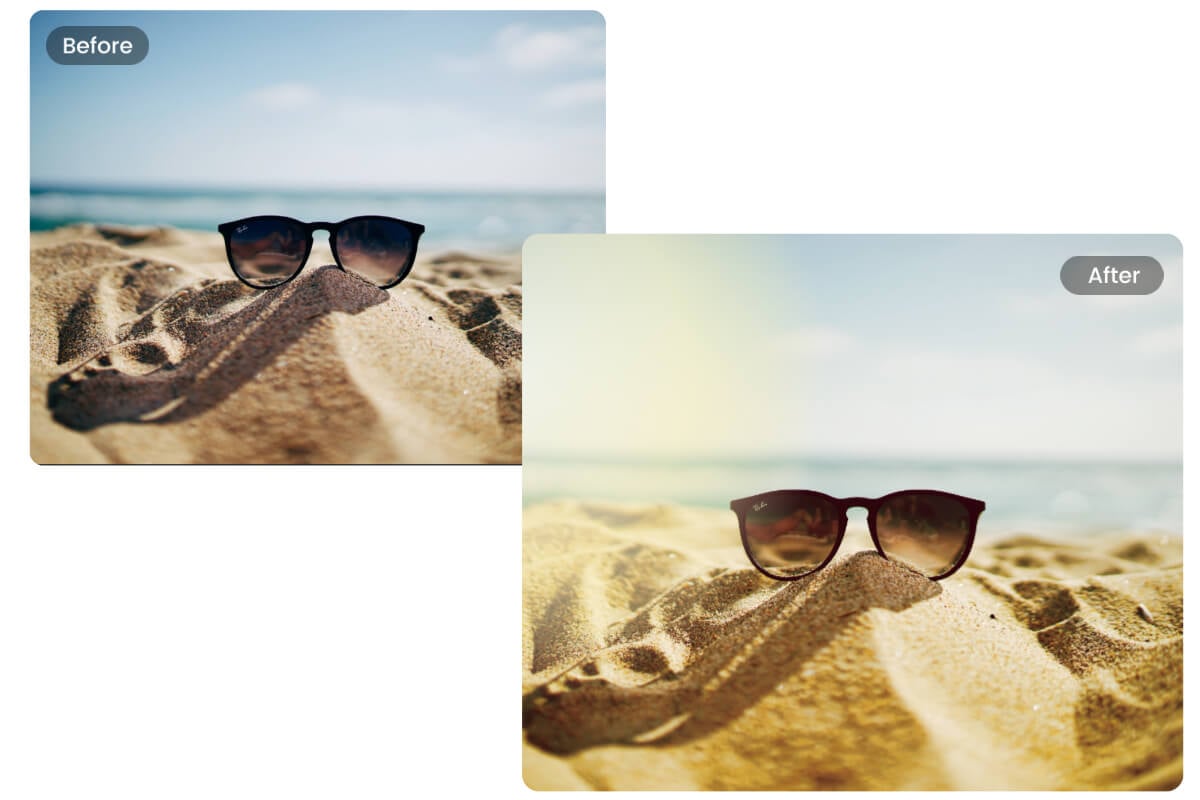 Add sun lens flare to photo