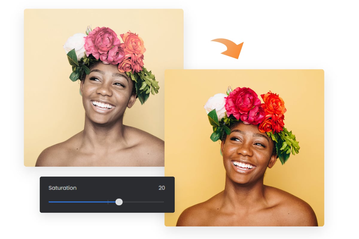 Adjust color saturation easily using Fotor image saturation editor
