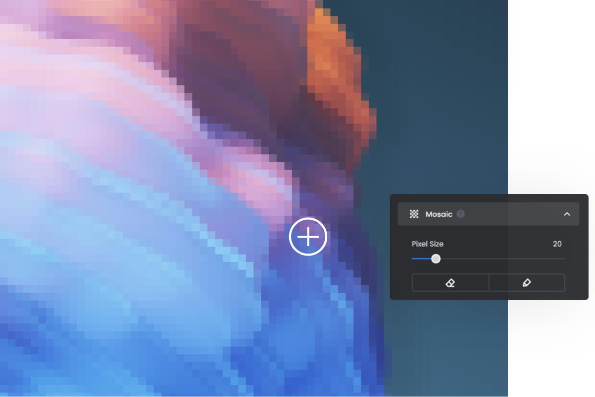 Adjust the brush size for the pixelated effect in Fotor