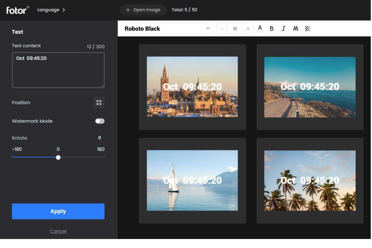Batch date stamp photos at once with Fotor's photo date stamper