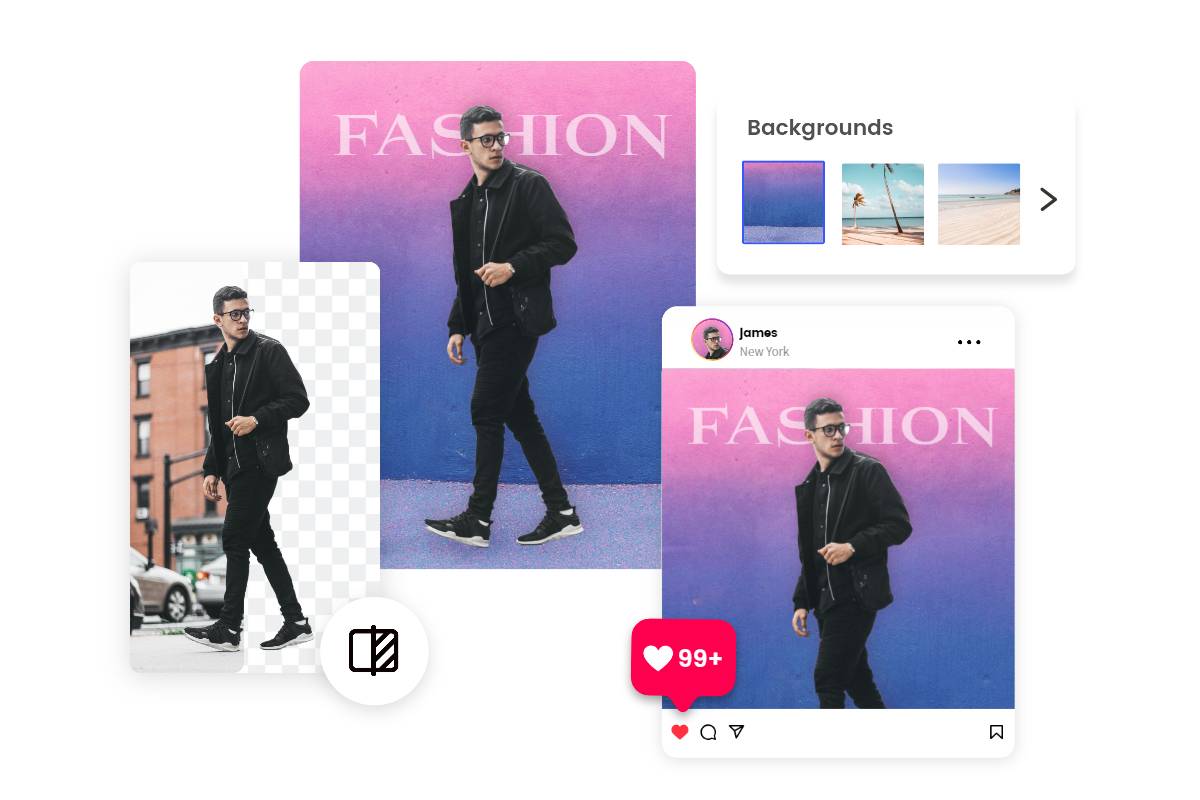 Change and edit background of a man walking photo using Fotor background changer