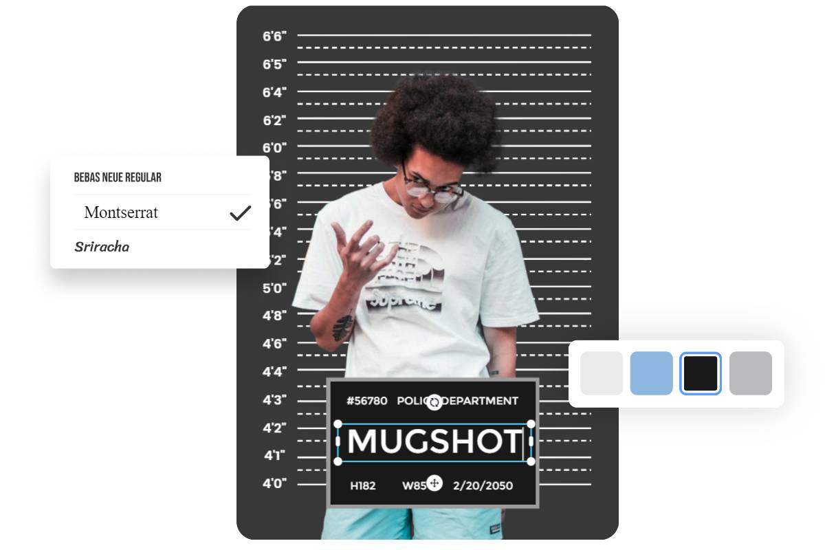 Change the text color and font of a mugshot template