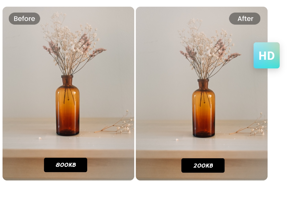 Compress an image of a vase without losing quality