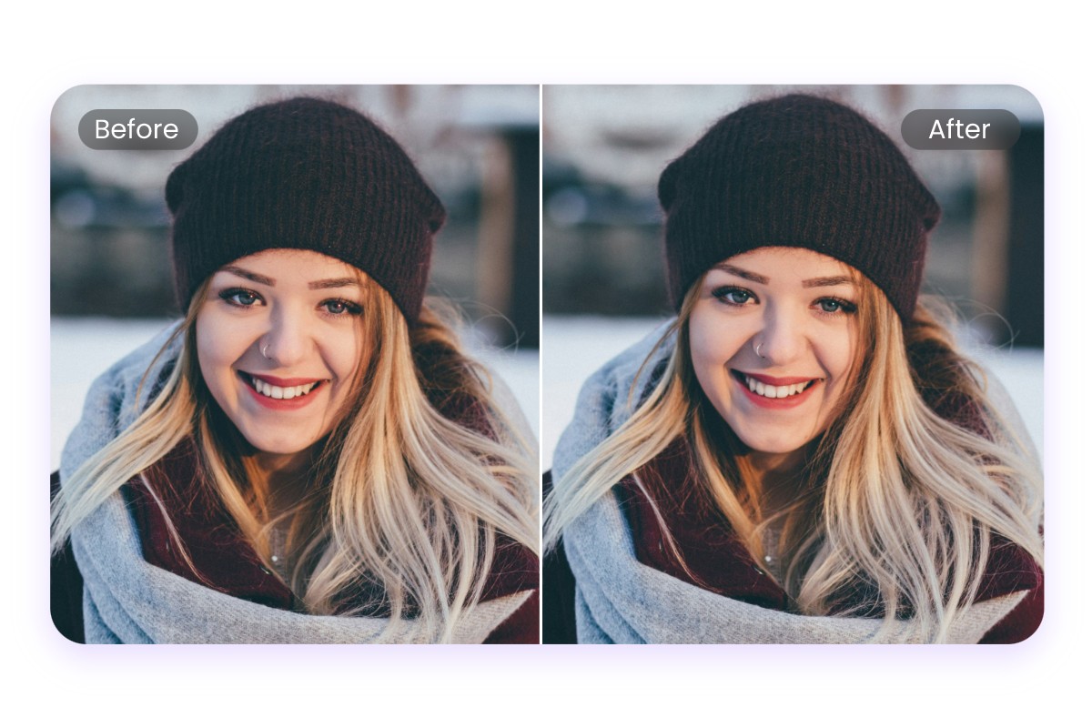 Correct red eye of a winter girl image to make it perfect