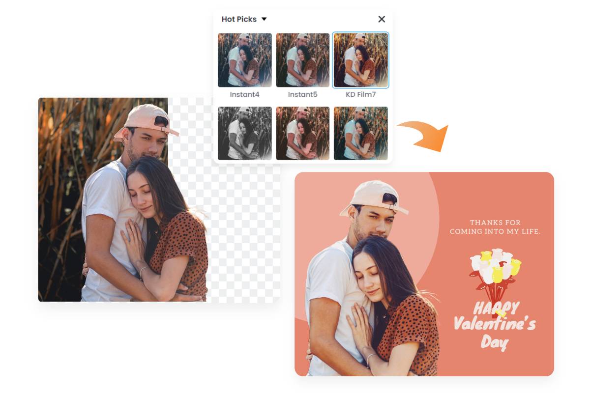 Create Valentine card with photo using Fotor