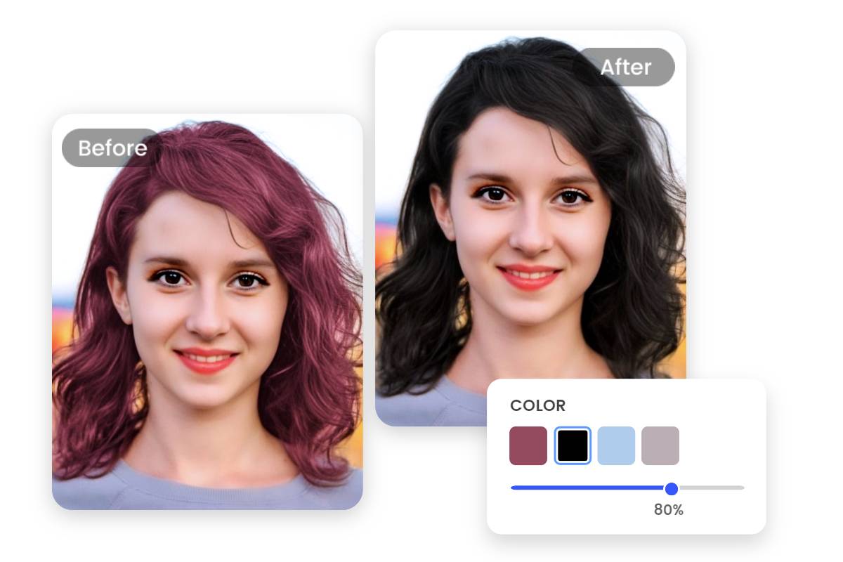 Customize the balck intensity with Fotor black hair filter