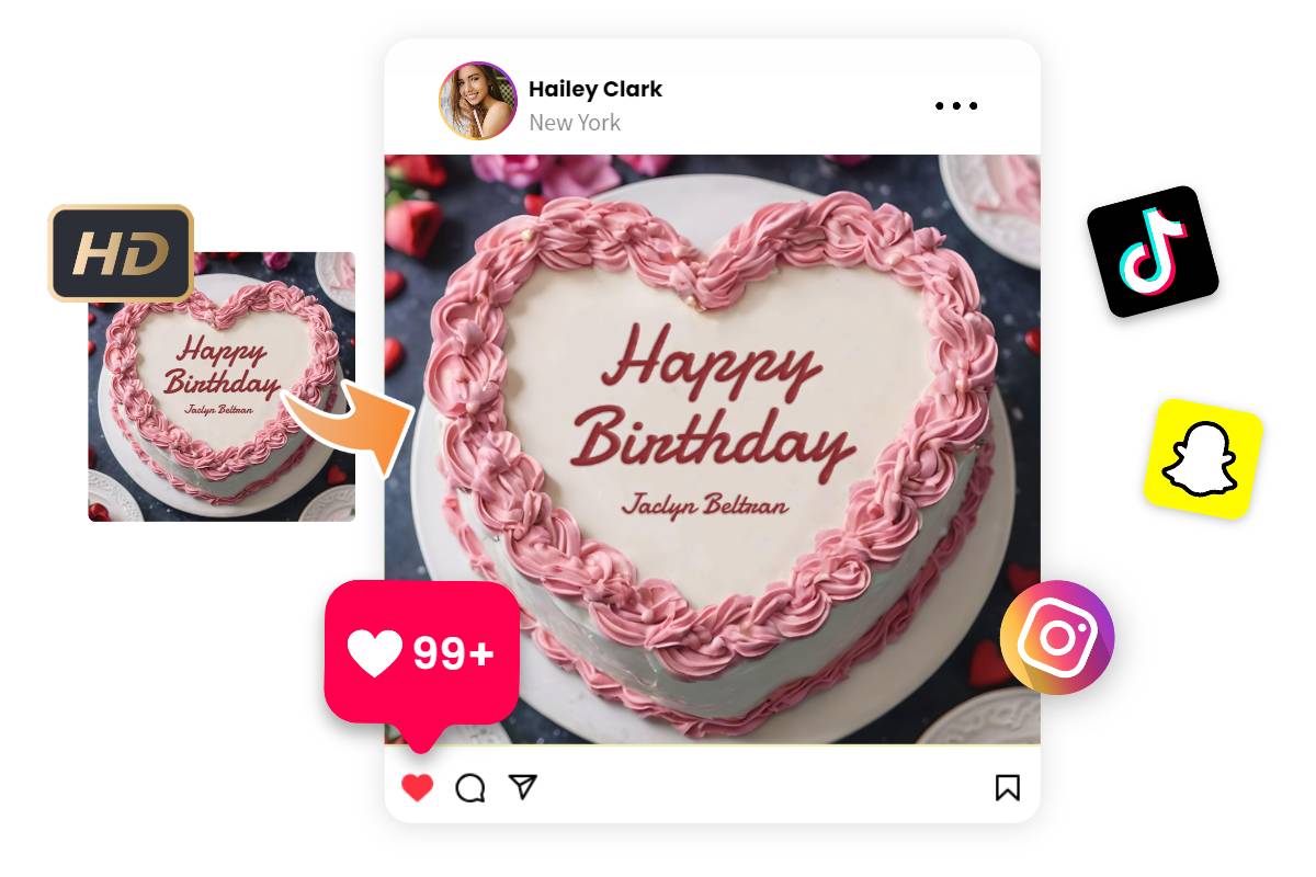 Download birthday cake mage with name in HD quality and and share it on social media
