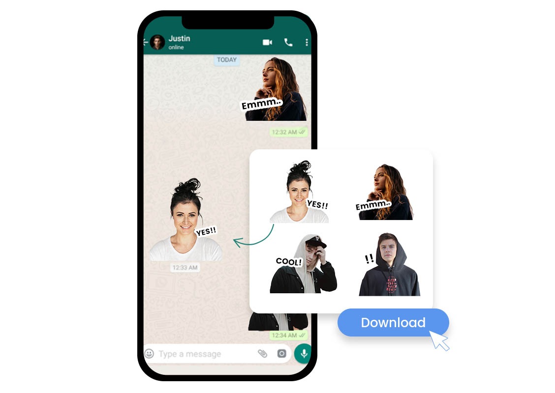 Scaricate l'adesivo completato e condividetelo via WhatsApp