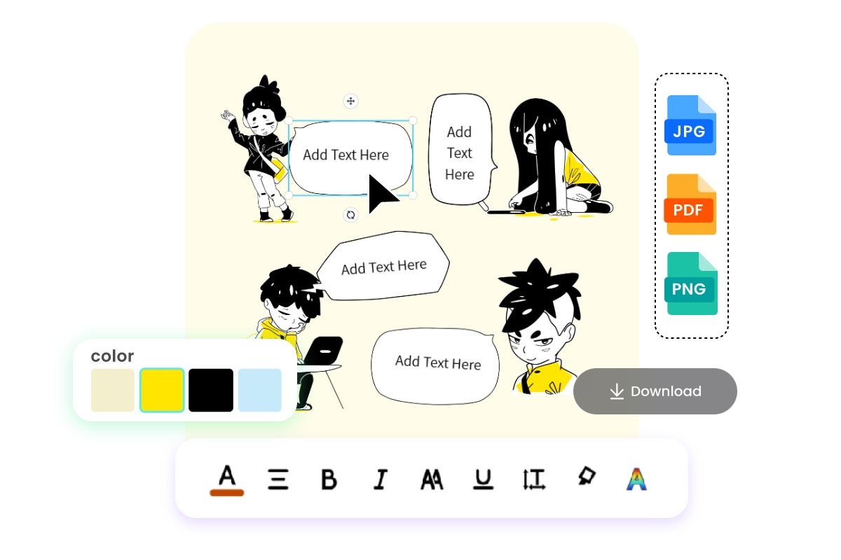 Easily design and create your own comic book online with Fotor comic strip maker