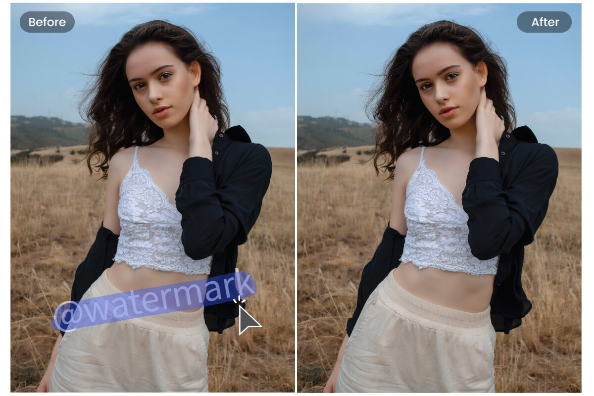 Easily remove a watermark from a portrait with one click using Fotor