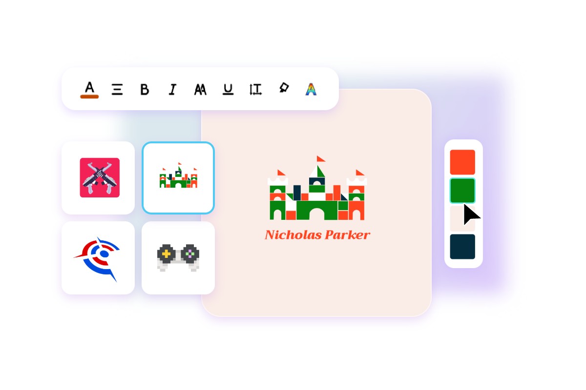 Edit and create YouTube channel logos with various fonts, colors, and icon
