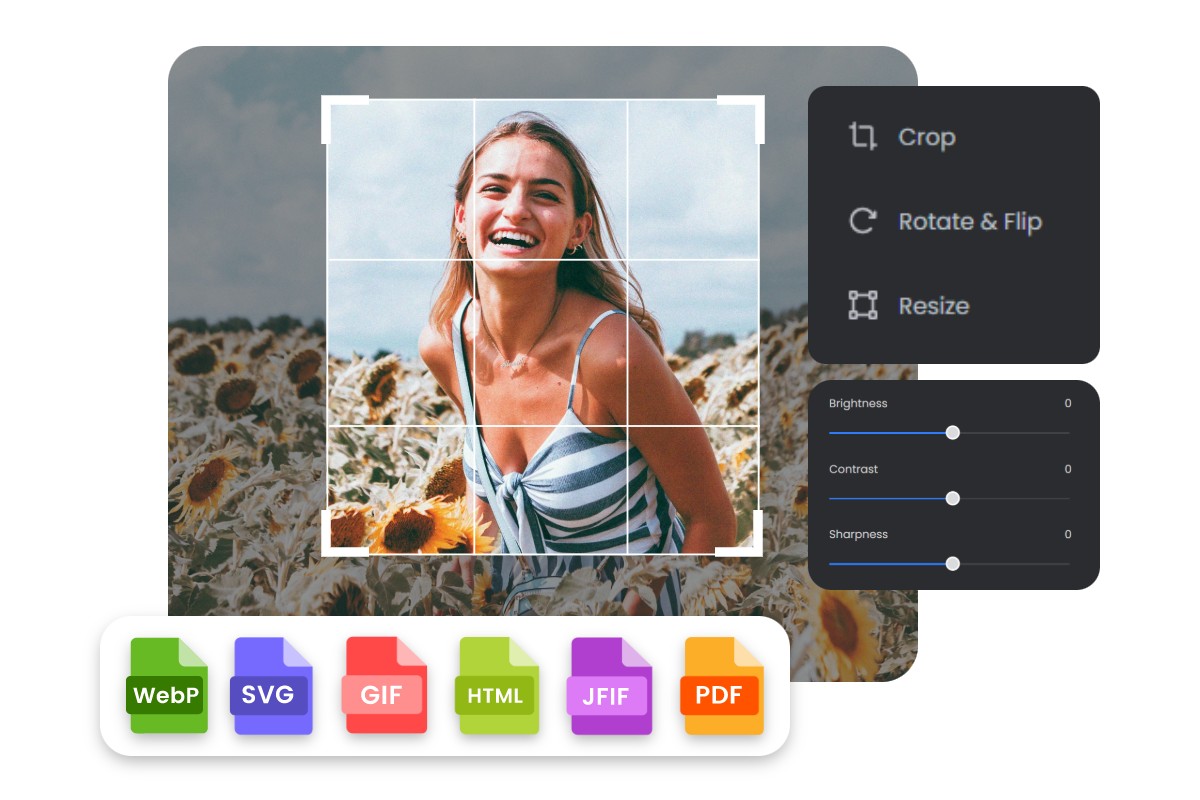 Edit one girl image and convert it to multiple formats with Fotor online JFIF to PDF converter