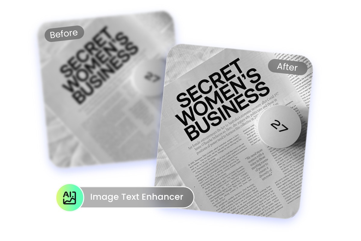 Enhance text quality in a business magazine image