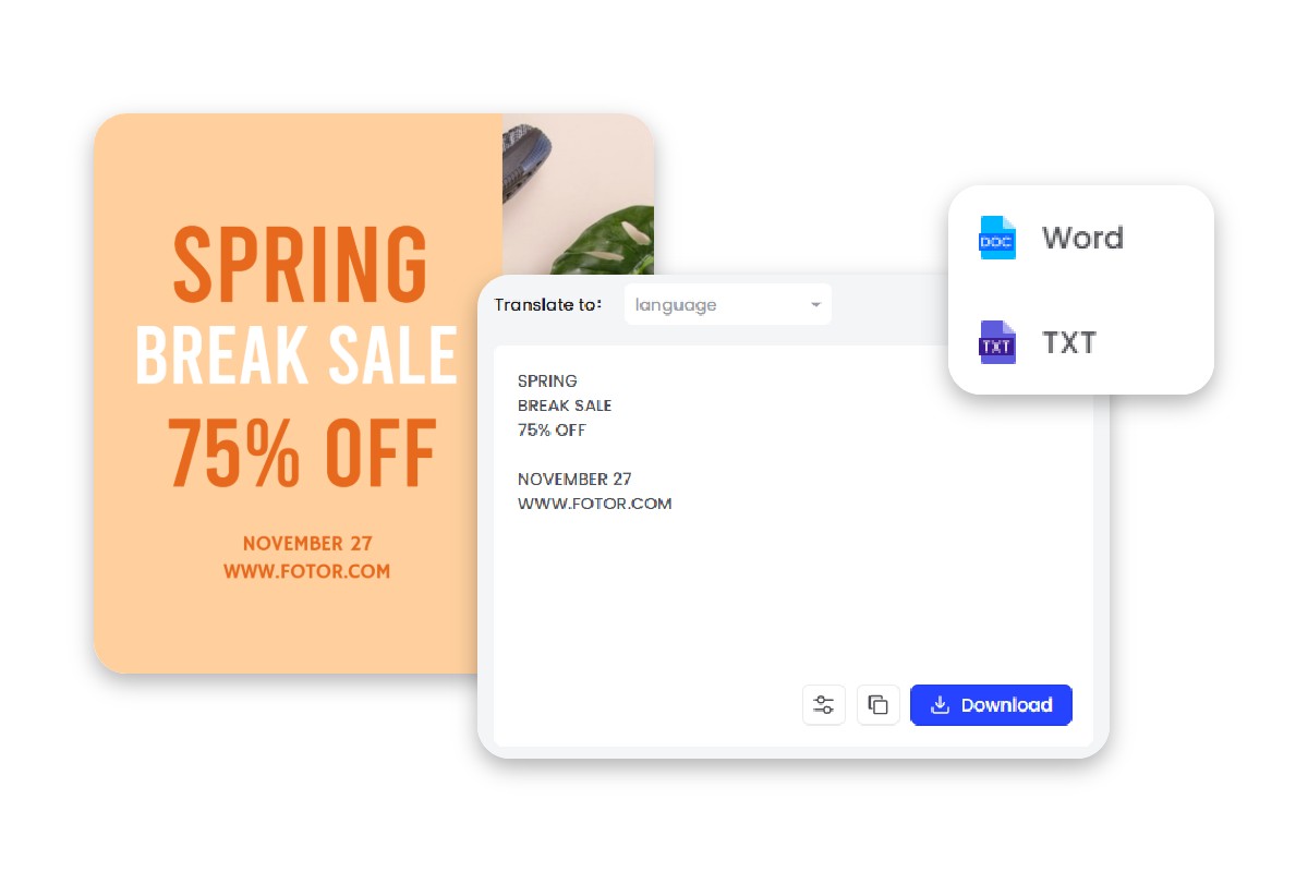 Export translated text in editable Word or TXT format
