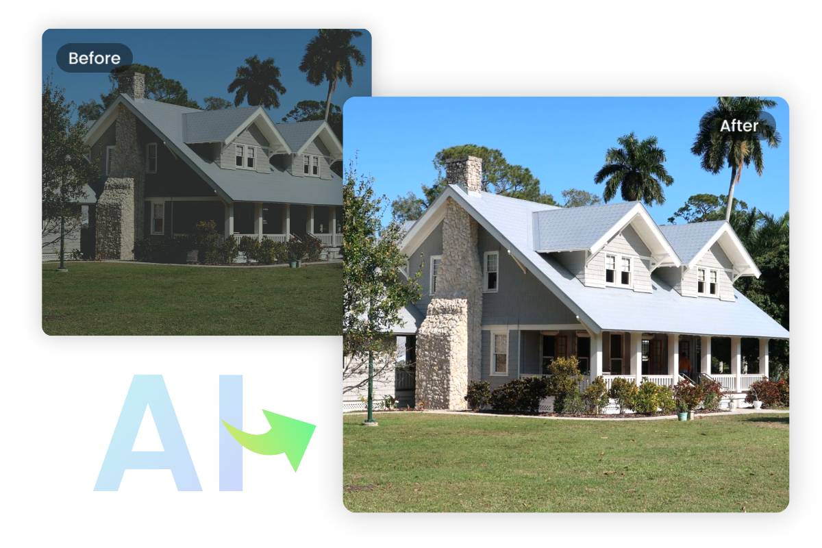 Fix lighting and color problems of a real estate photo automatically and instantly with Fotor's 4k photo editor online