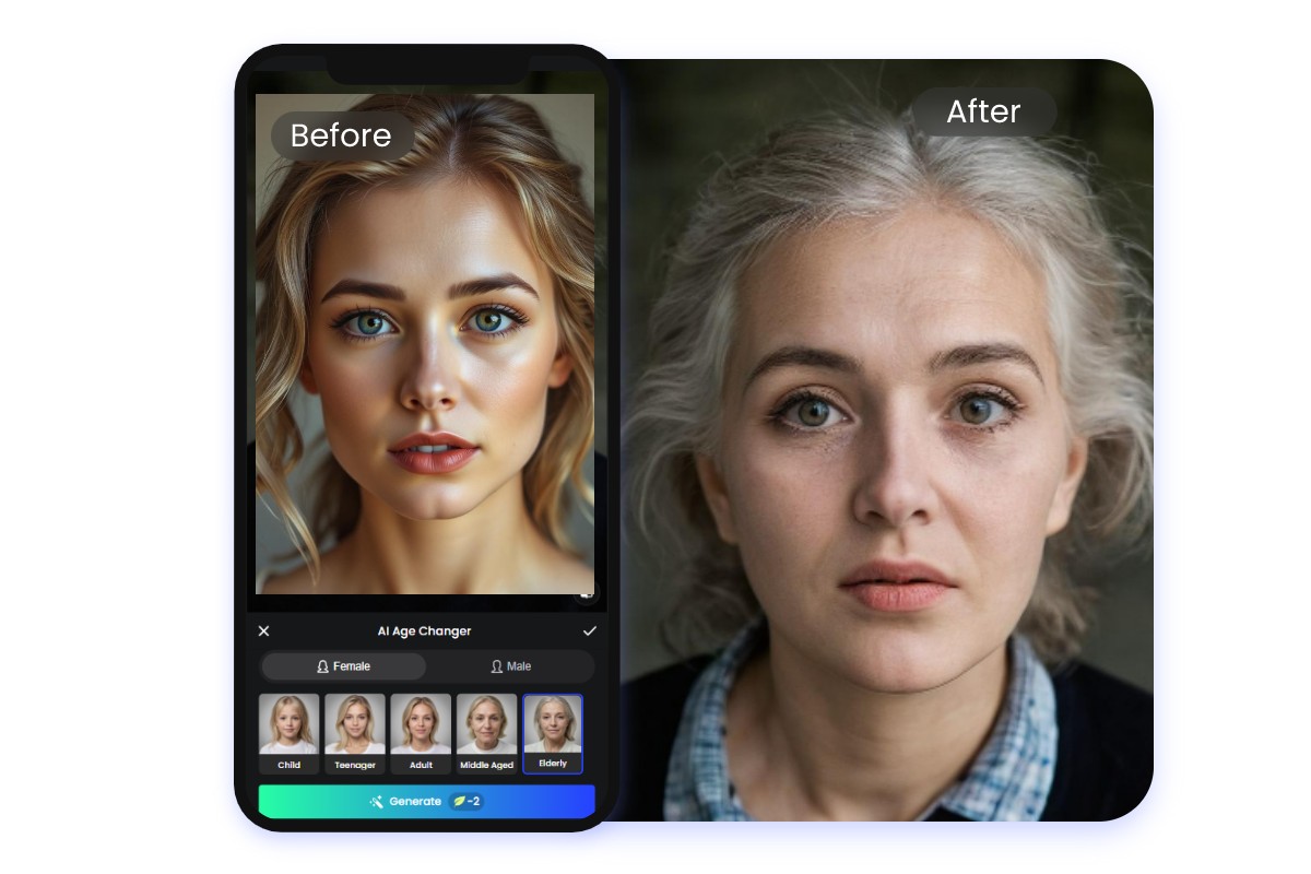 Fotor AI age progression app