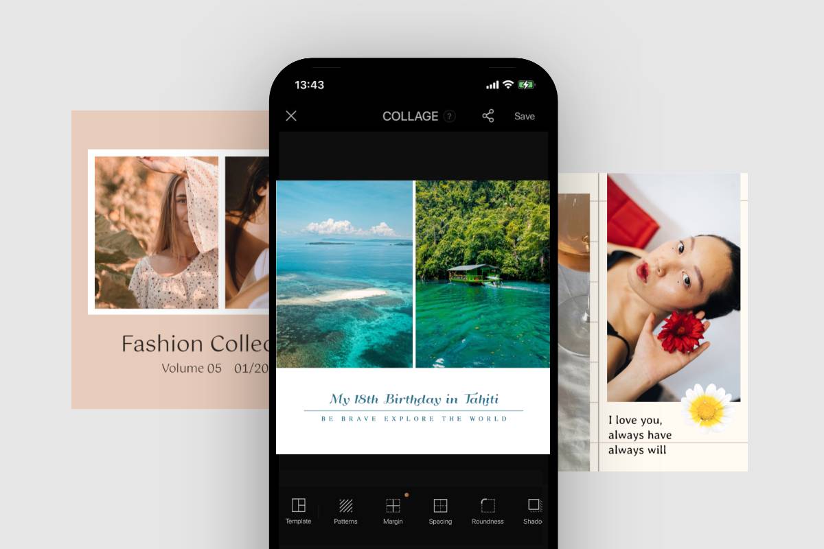 Fotor-App für zwei Bilder nebeneinander legen